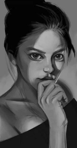 女孩黑白肖像画