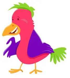 五颜六色的鸟有趣的动物人物的动画片例证动画片黑鸟.可爱的卡通人物.