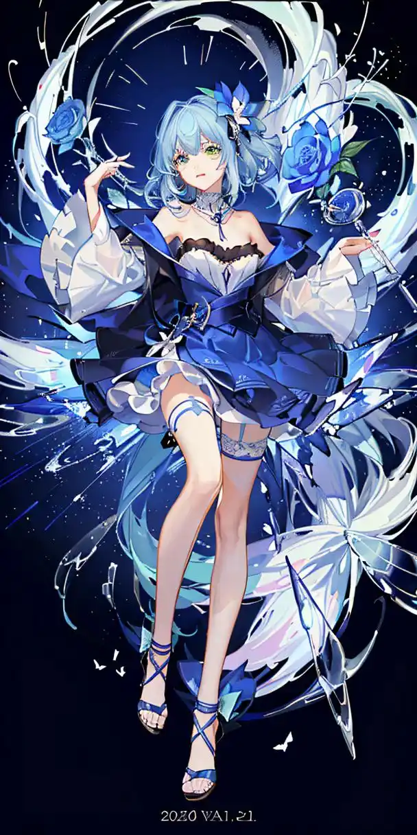 蓝色妖姬-冰霜之舞#二次元少女美图