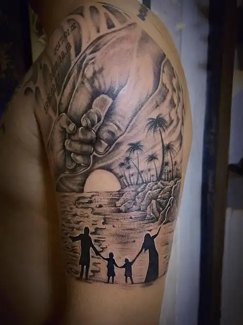 一家四口(2)_纹身图案手稿图片_阿龙的纹身作品集