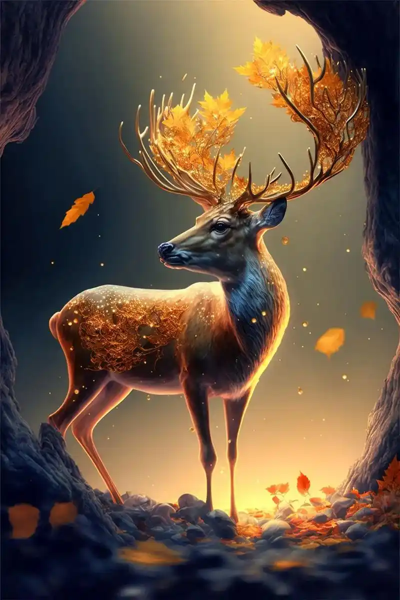 梅花鹿a1绘画爱护野生动物欢迎点赞