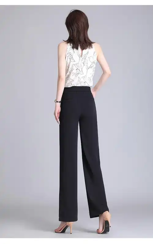 夏天冰丝裤子女超溥大脚裤显瘦白色肥宽腿裤感垂感宽松高腰小直筒夏季