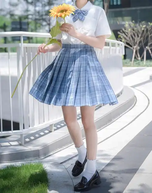 jk半身学生优等生百褶格裙制服原创禾绫现货学生校服