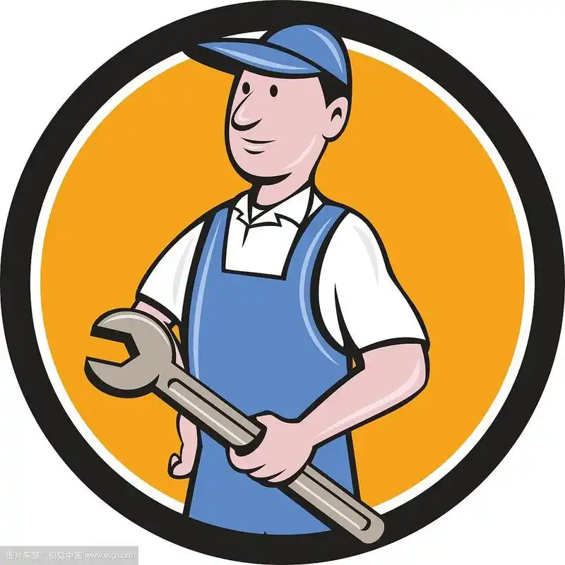 维修工拿着扳手圆环卡通