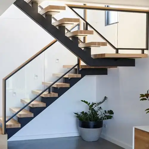 现代定制楼梯玻璃栏杆u形楼梯设计钢木楼梯回家