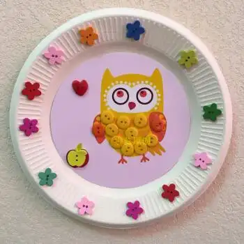 儿童纸盘纽扣画diy材料包手工制作粘贴画幼儿园手工3岁贴纸画十个起拍