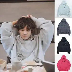 gman高街 welldone易烊千玺谢娜同款宽松秋冬加绒长袖连帽衫卫衣