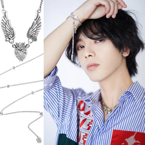 华晨宇同款项链手链ins2019新款明日之子3爱心翅膀十字钻花锁骨链