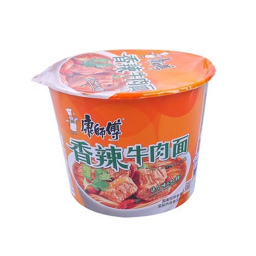 康师傅经典香辣牛肉方便面整箱12桶装泡面条桶面方便速食