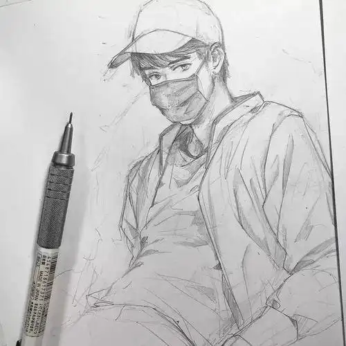 手绘图片卡通人物黑白(清新脱俗的黑白铅笔画漫画人物)