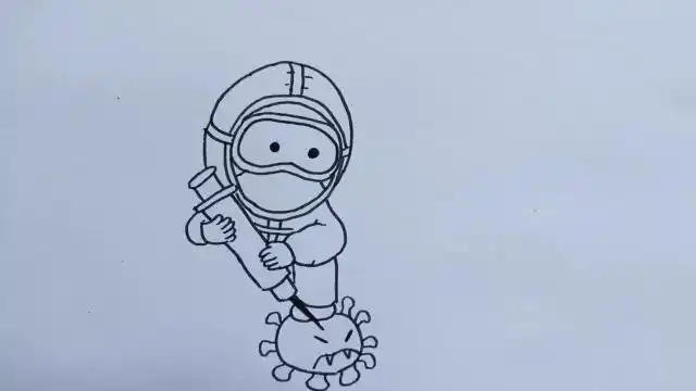 今天教你们画在消灭病毒的最美医生