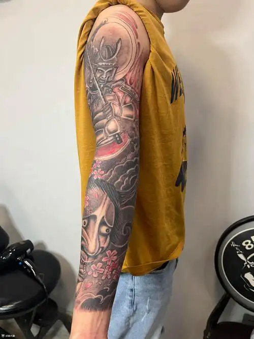 花臂-黑武士～般若_纹身图案手稿图片_胡双的纹身作品集