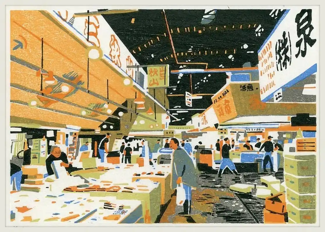 生活街景插画,透过画面感受到了生活美好的气息,温馨又惬意