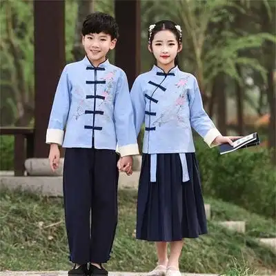 儿童古装汉服民国风中小学生校服男女童演出服中国风唐装班服套装