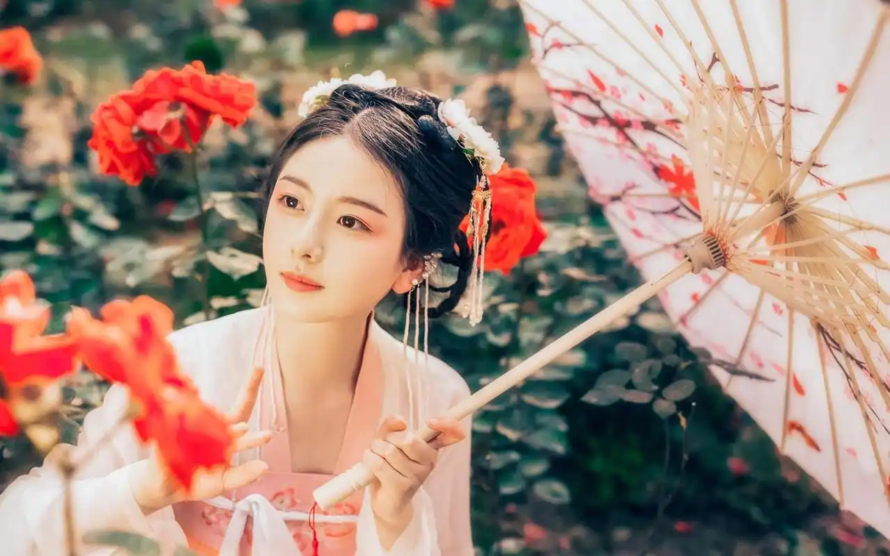 绝色古风美女唯美花海写真图片电脑壁纸高清大图预览1920×1200_美女