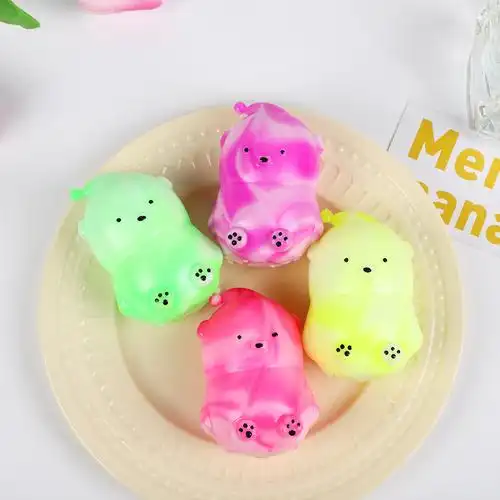 跨境新款双色圣诞小熊慢回弹面粉捏捏乐减压玩具解压玩具工厂批发