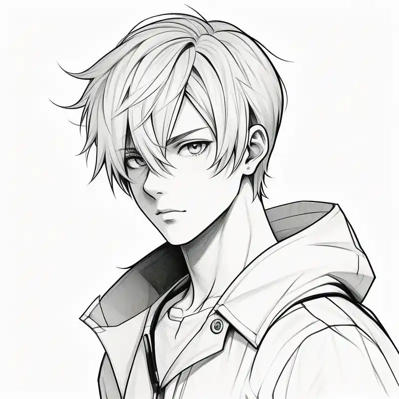 黑白素描个性头像男96 男生黑白素描头像,独具个性,简洁的线条勾勒