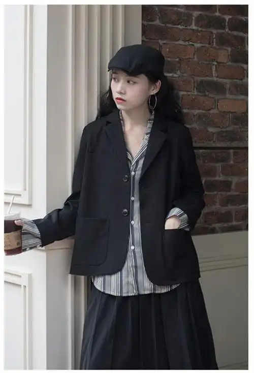 2019秋季新款网红复古小个子西装外套女韩版修身短款气质西服上衣