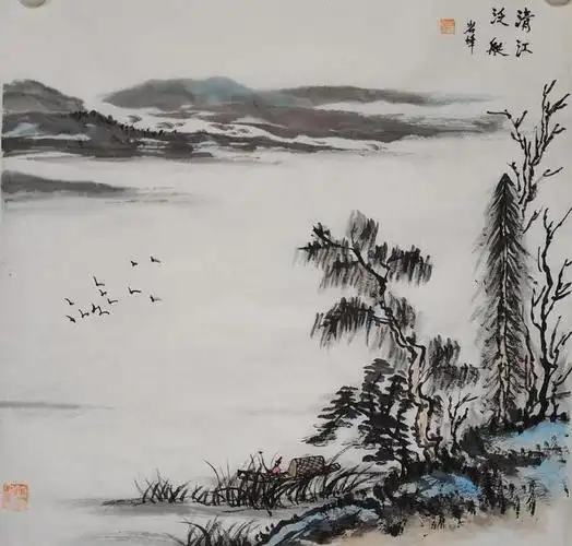 适合初学临摹的山水画