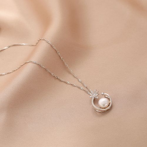 925纯银天然淡水单颗珍珠吊坠项链女锁骨链正品年轻款时尚送妈妈