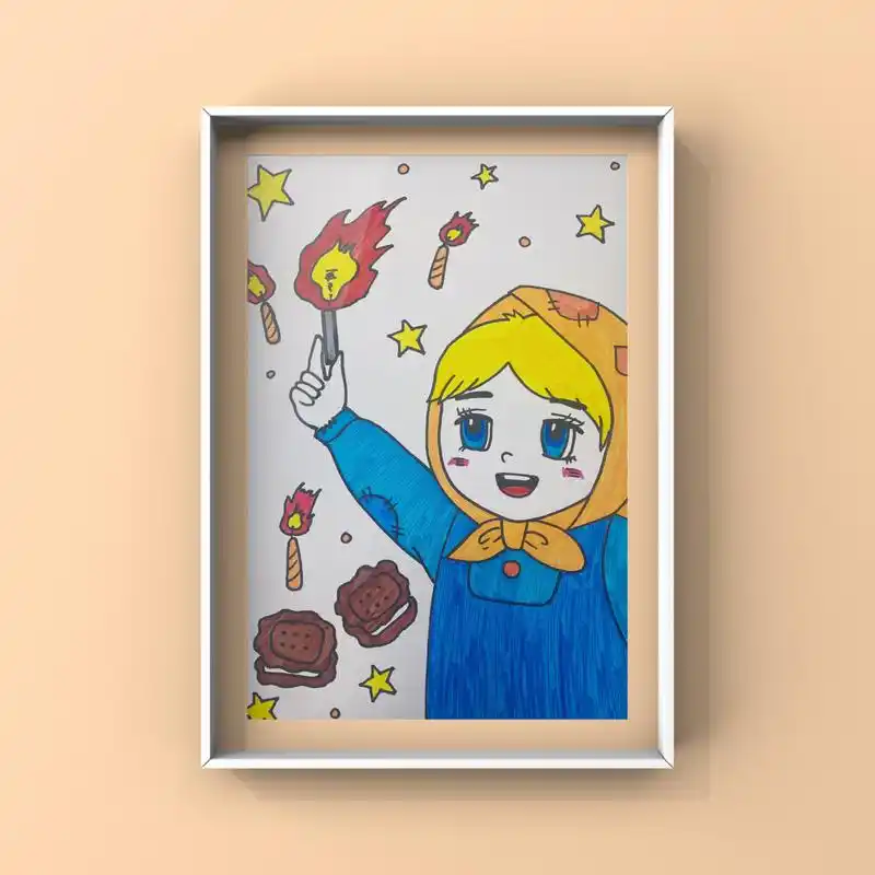 儿童画96美术《卖火柴的小女孩》112 儿童画96美术《卖火柴的小