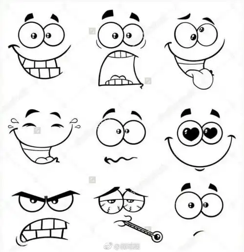 分享一组实用简笔画小表情