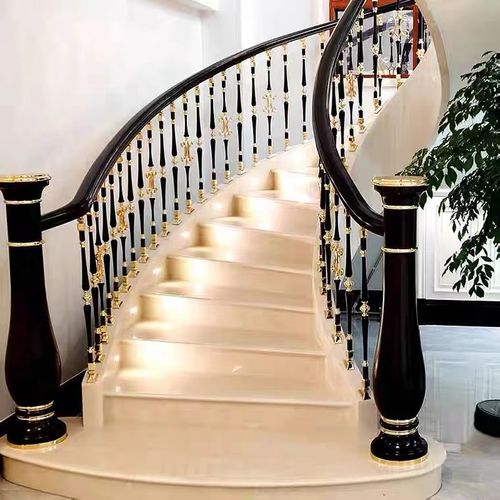 别墅室内轻奢楼梯扶手欧式铝艺护栏杆简约现代中式铝合金家用定制