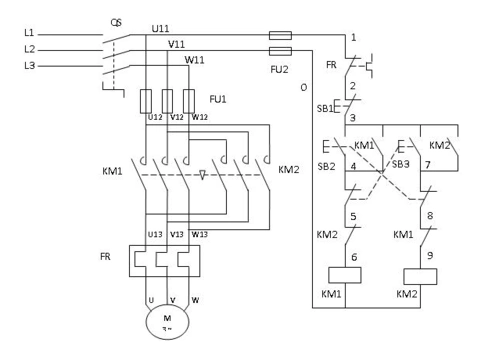 三相异步电动机正反转控制原理图