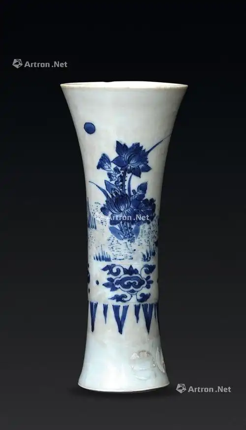 【明崇祯 青花一鹭莲升花觚】拍卖品_图片_价格_鉴赏_明代青花瓷器