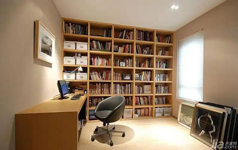 简约风格一居室书房书架效果图