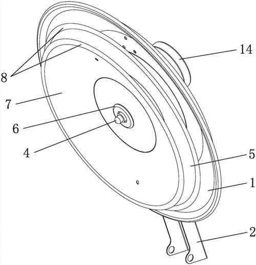 一种炊具的锅盖结构,包括设有连接臂(2)的锅盖(1)本体,其特征在于:所