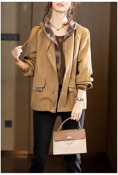 限价 12 小视频 女装短外套秋季休闲上衣高端2024新款假两件风衣 - 17