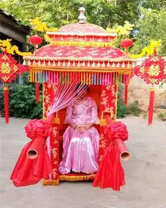 r轿子花轿中式八抬大轿婚庆婚礼结婚c花轿中式古典折叠双顶豪华