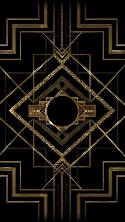 黑底金色花纹偏平h5背景
