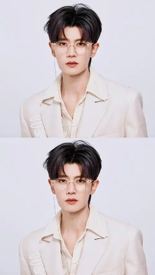 任嘉伦白西装金丝眼镜