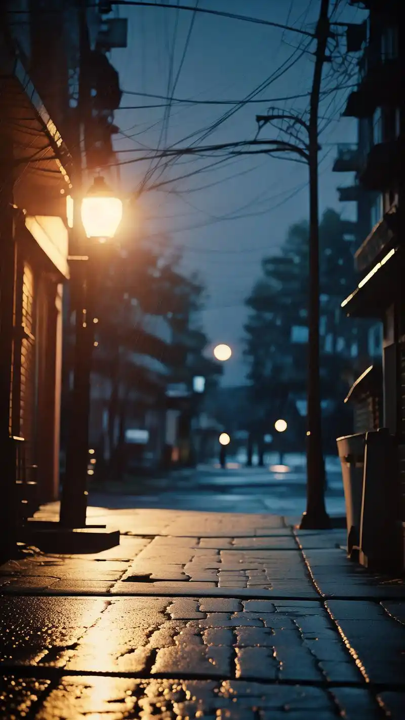 91夜晚街边路灯下的伤感壁纸92