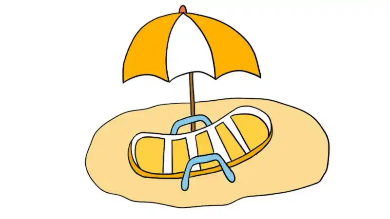 2.然后画出遮阳伞.1.首先画出躺椅.