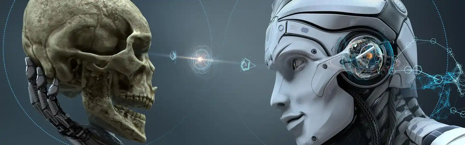 机器人,头骨,创意设计 桌布 - 3840x1200 双屏全景