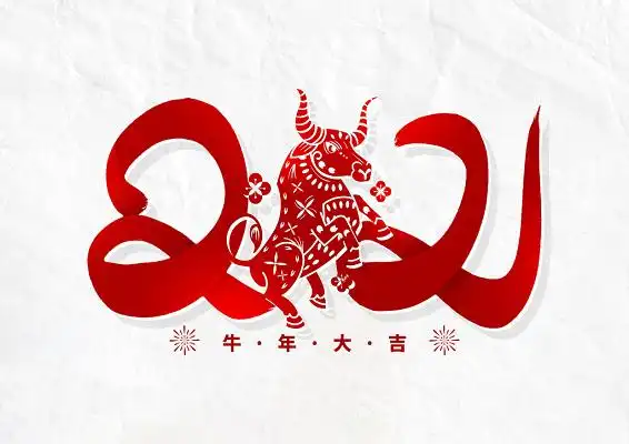 手写红色2021毛笔字