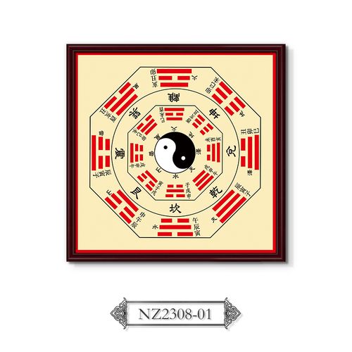 仟舞八卦图挂画 八卦图挂画太极图乾坤中式裱框墙壁画文殊九宫走 nz