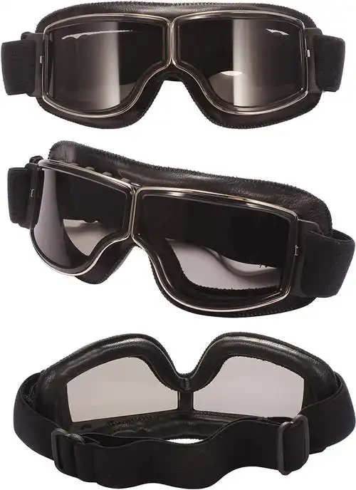 tyskl 复古飞行员摩托车护目镜防雾保暖护目镜 atv 自行车摩托车越野