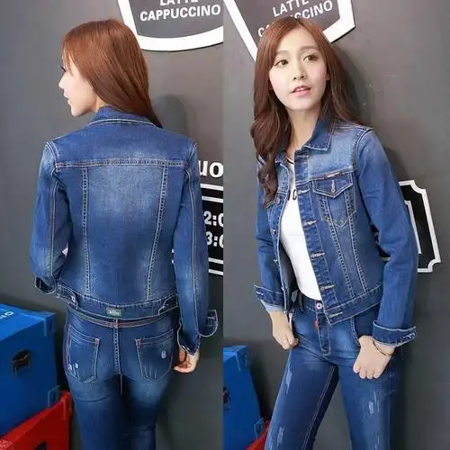 秋季牛仔套装女装韩版修身冬天百搭个生时尚休闲外衣服裤子春