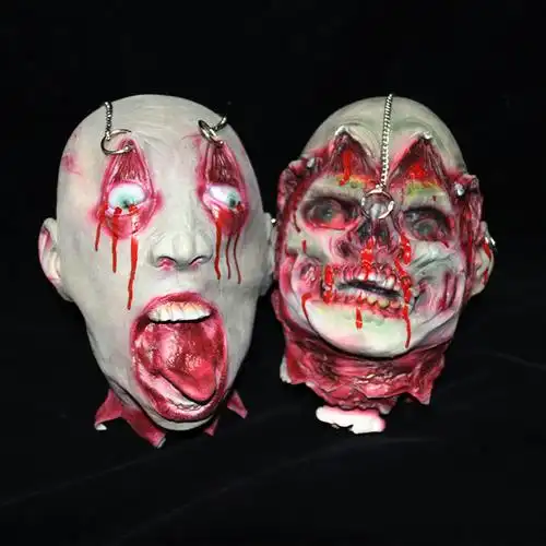 万圣节鬼屋酒吧密室仿真假人头吊鬼断头恐怖吓人恶搞整蛊道具装饰
