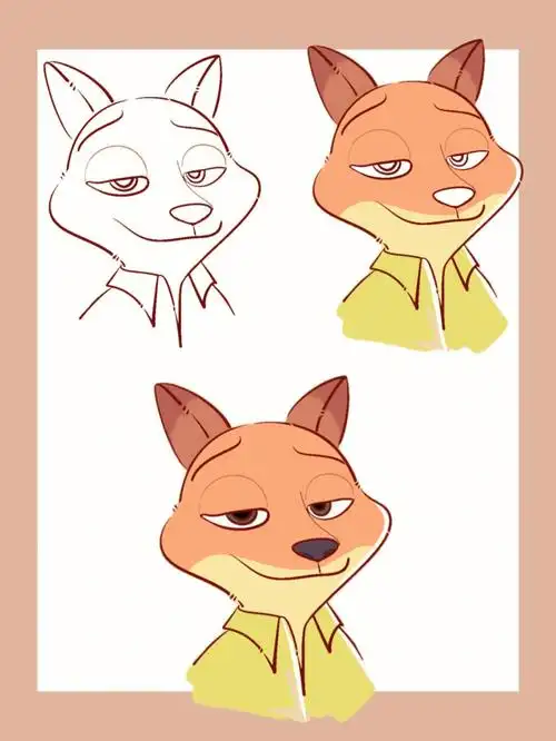 疯狂动物城🦊尼克‖简笔画教程‖内附色卡