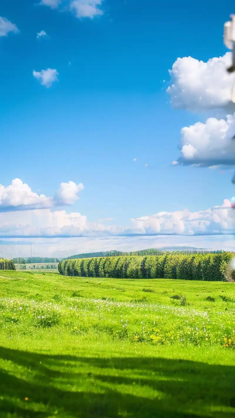 夏日小清新壁纸91蓝天白云绿草地 夏日炎炎,来一组小清新壁纸降降温