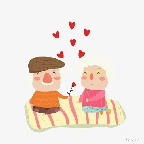 卡通老夫老妻png素材透明免抠图片-卡通手绘