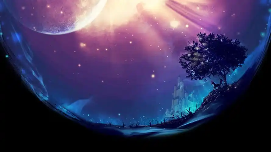 唯美水晶球的可爱动漫妹子高清电脑桌面壁纸