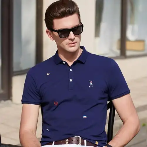 trordinepolu体恤新款夏季衣服翻领男装短袖绣花保罗t恤