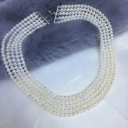 春上新 复古多层淡水珍珠项链一字领礼服配饰 一件代发