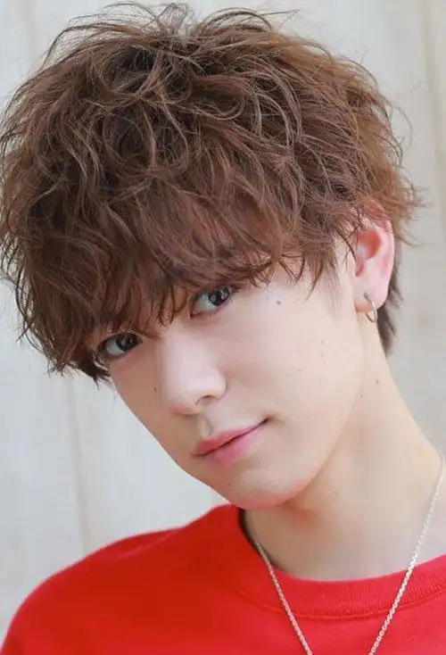 男生短烫发染亮棕头发色彩